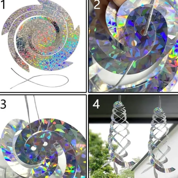 4-delt spiralformet fugleafvisende reflektor 28,5*28,5 cm hængende reflekterende fugleafvisende enhed, der bruges til at jage fugle som spætter, duer | CDON