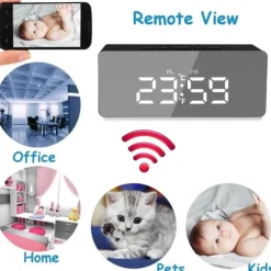 Digital Fjärrstyrd / Rörelseaktiverad WiFi Klocka med Dold Kamera och Nightvision