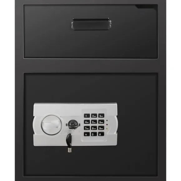 Digital opbevaringsskab med elektronisk kodelås, to nødnøgler, og robust kulstofstål. Ideel til hjemmet, hotel og kontor.