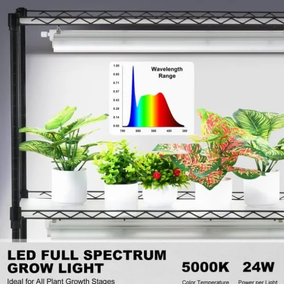 DIY Plantestativ med Vokse-lamper, 6 Etagers, 192W, 70,9” Høj, Justerbar Plant Grow Hylde til Indendørs Planter.