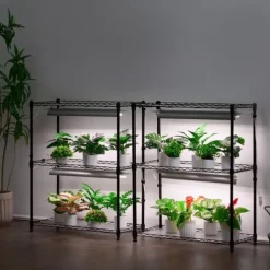 DIY Plantestativ med Vokse-lamper, 6 Etagers, 192W, 70,9” Høj, Justerbar Plant Grow Hylde til Indendørs Planter.