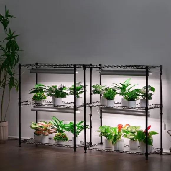 DIY Plantestativ med Vokse-lamper, 6 Etagers, 192W, 70,9” Høj, Justerbar Plant Grow Hylde til Indendørs Planter.