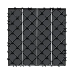 Dækfliser, 36 stk., 30x30x2 cm, mørkegrå, plast