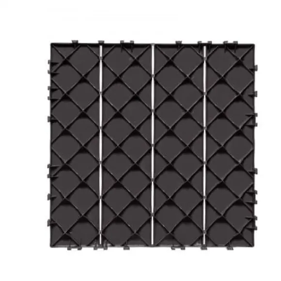 Dækfliser, Sammenlåsende plast 30x30x2 cm, Mørkebrun, Udendørs gulvbelægning