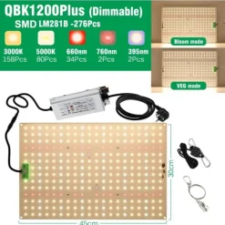 Dæmpbar LED Vækstlys, Justerbart Spektrum, Energi Effektiv,QBK1200Plus-DIM