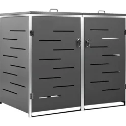Dobbelt skraldespandsskjuler i rustfrit stål - Robuste og stilfulde løsninger | Størrelse: 138x77,5x112,5 cm