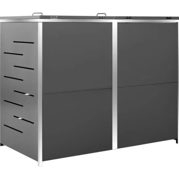 Dobbelt skraldespandsskjuler i rustfrit stål - Robuste og stilfulde løsninger | Størrelse: 138x77,5x112,5 cm