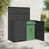 Dobbelt skraldespandsskjuler i polyrattan | Farve: Sort | Størrelse: 148x80x111 cm