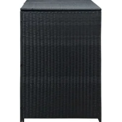 Dobbelt skraldespandsskjuler i polyrattan | Farve: Sort | Størrelse: 148x80x111 cm