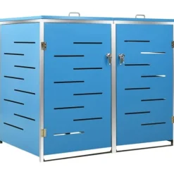 Dobbelt skraldespandsskjuler i rustfrit stål - Rummeligt design | Størrelse: 138x77,5x112,5 cm