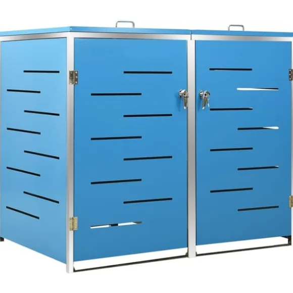 Dobbelt skraldespandsskjuler i rustfrit stål - Rummeligt design | Størrelse: 138x77,5x112,5 cm