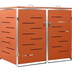 Dobbelt skraldespandsskjuler i rustfrit stål - Robust og luftcirkulerende | Størrelse: 138x77,5x112,5 cm