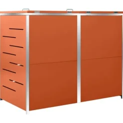 Dobbelt skraldespandsskjuler i rustfrit stål - Robust og luftcirkulerende | Størrelse: 138x77,5x112,5 cm