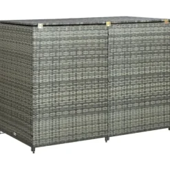 Dobbelt skraldespandsskjuler 148x77x111 cm polyrattan grå - Skraldespandsskjuler - Skraldespandsskjulere - Home & Living