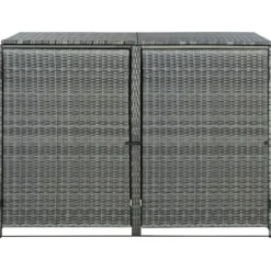 Dobbelt skraldespandsskjuler 148x77x111 cm polyrattan grå - Skraldespandsskjuler - Skraldespandsskjulere - Home & Living