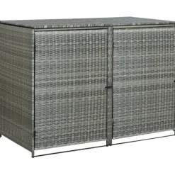 Dobbelt skraldespandsskjuler 148x77x111 cm polyrattan grå - Skraldespandsskjuler - Skraldespandsskjulere - Home & Living