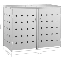 Dobbelt skraldespandsskur 240 l - Rustfrit stål | Farve: Sølv | Størrelse: 240 l