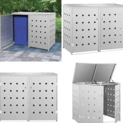 Dobbelt skraldespandsskur 240 l rustfrit stål - Skraldespandsskjuler - Skraldespandsskjulere - Home & Living