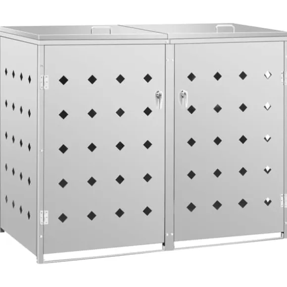 Dobbelt skraldespandsskur 240 l rustfrit stål - Skraldespandsskjuler - Skraldespandsskjulere - Home & Living