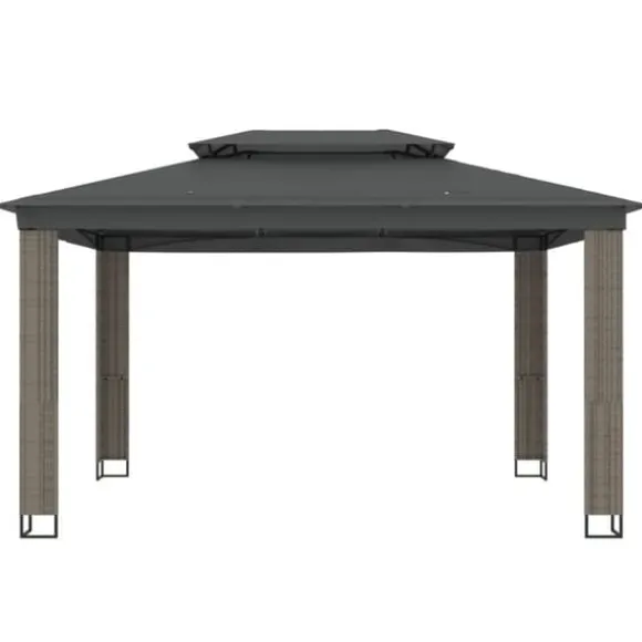 Dobbelt tag pavillon 3,94x2,96 m - Antracitgrå stål | Størrelse: 3,94x2,96 m