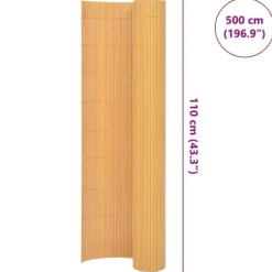 Dobbeltsidet havehegn - Vejrbestandigt PVC til terrasser og haver | Størrelse: 110x500 cm | Farve: Gul