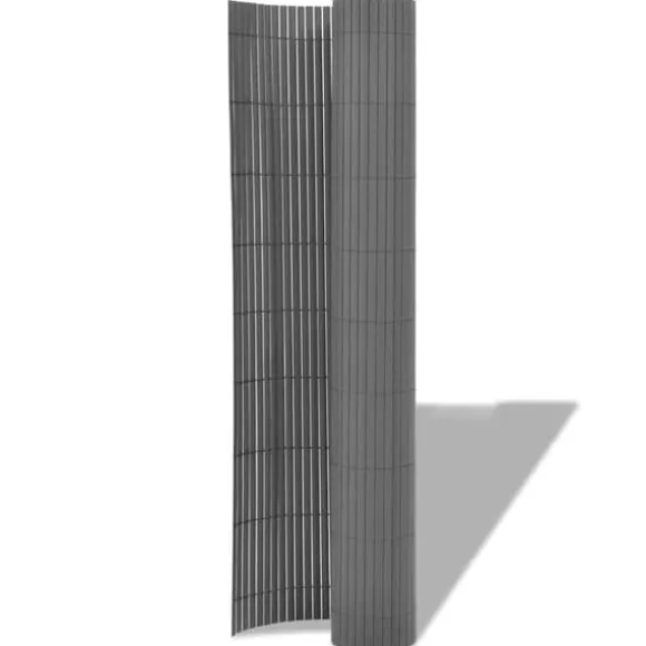 Dobbeltsidet havehegn i vejrbestandigt PVC | Størrelse: 90x500 cm | Farve: Grå