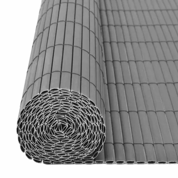 Dobbeltsidet havehegn i vejrbestandigt PVC | Størrelse: 90x500 cm | Farve: Grå