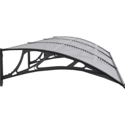 Dørbaldakin i polycarbonat - Vejrbestandig beskyttelse | Farve: Sort/Transparent | Størrelse: 300x75 cm