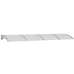 Dørbaldakin i polycarbonat - Beskytter døren mod vejr | Størrelse: 350x100 cm | Farve: Grå