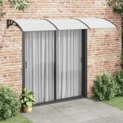 Dørbaldakin i polycarbonat - Vejrbestandig og robust konstruktion | Størrelse: 300x100 cm | Farve: Sort