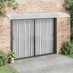 Dørbaldakin i polycarbonat - Beskyttelse mod vejr | Størrelse: 400x100 cm | Farve: Grå