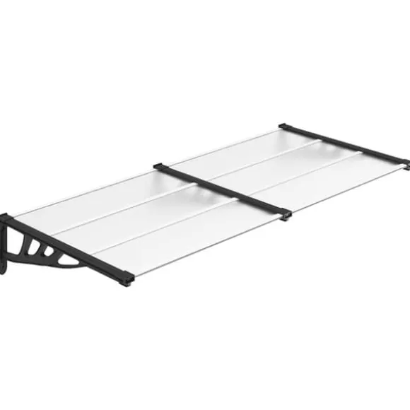 Dørbaldakin til beskyttelse mod vejr - Polycarbonat, Sort & Transparent | Størrelse: 199x90 cm