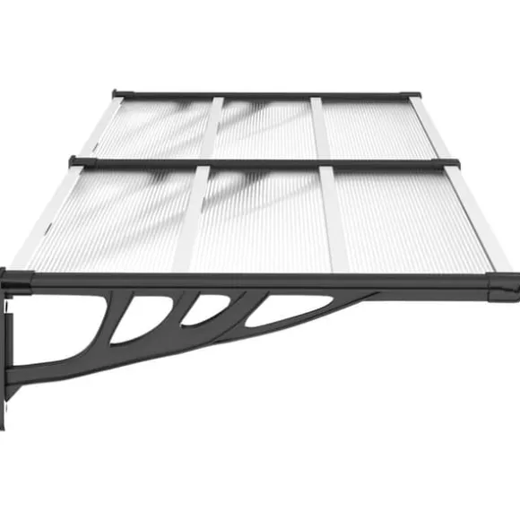 Dørbaldakin til beskyttelse mod vejr - Polycarbonat, Sort & Transparent | Størrelse: 199x90 cm