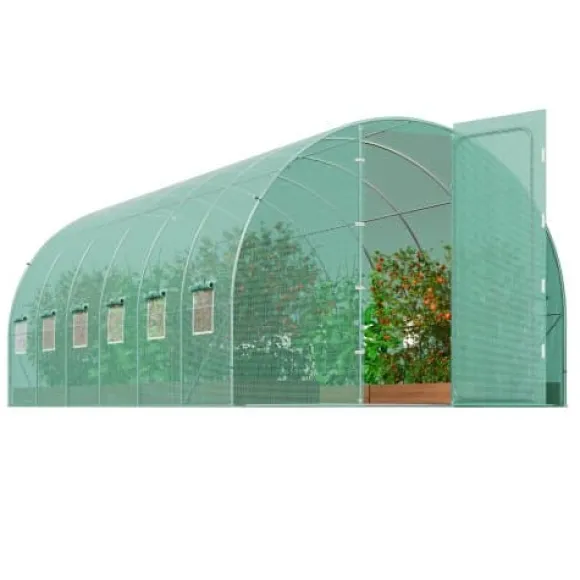Drivhus, Gå-ind Tunnel, 590x295x225 cm, Grøn, Stålramme