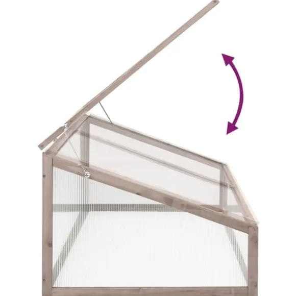 Drivhus i grantræ til planter og urter - 110x58,5x39 cm | Farve: Grå