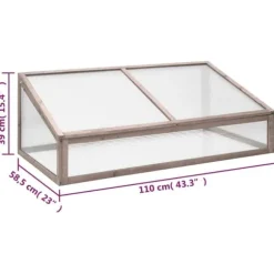 Drivhus i grantræ til planter og urter - 110x58,5x39 cm | Farve: Grå