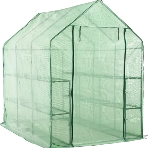 Drivhus med 12 hylder 143 x 214 x 196 cm stål - Drivhus - Drivhuse - Home & Living
