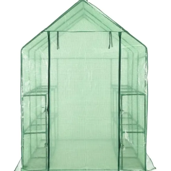 Drivhus med 12 hylder 143 x 214 x 196 cm stål - Drivhus - Drivhuse - Home & Living