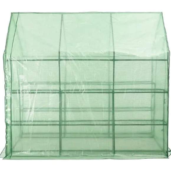 Drivhus med 12 hylder 143 x 214 x 196 cm stål - Drivhus - Drivhuse - Home & Living