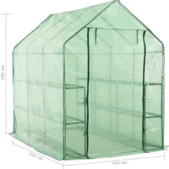 Drivhus med 12 hylder 143 x 214 x 196 cm stål - Drivhus - Drivhuse - Home & Living