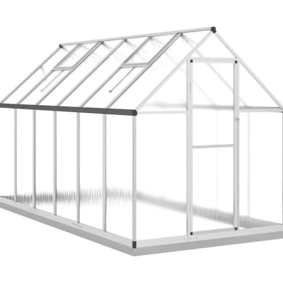 Drivhus med aluminium fundamentramme - 334x169x202 cm | Farve: Sølv