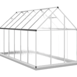 Drivhus med aluminium fundamentramme - 334x169x202 cm | Farve: Sølv