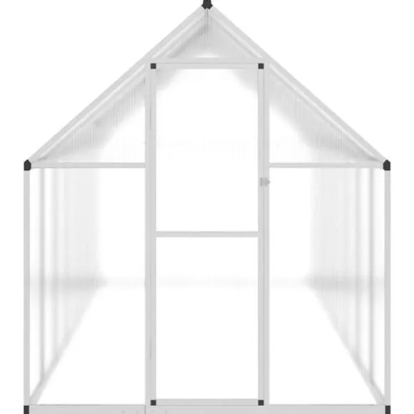 Drivhus med aluminiumfundamentramme - Vejrbestandig | Størrelse: 445x169x195 cm | Farve: Sølv