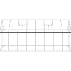 Drivhus med aluminiumfundamentramme - Vejrbestandig | Størrelse: 445x169x195 cm | Farve: Sølv