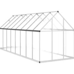 Drivhus med aluminiumfundamentramme - Vejrbestandig | Størrelse: 445x169x195 cm | Farve: Sølv