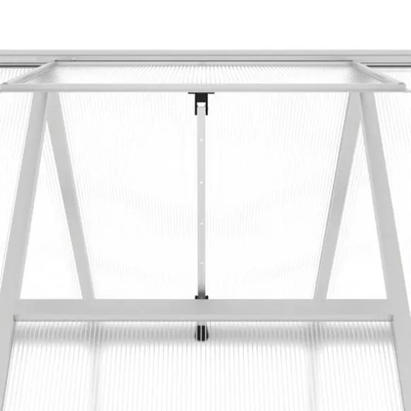 Drivhus med aluminiumfundamentramme - Vejrbestandig | Størrelse: 445x169x195 cm | Farve: Sølv