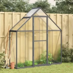 Drivhus med aluminiumramme - Vejrbestandig, UV-resistent | Størrelse: 169x58x195 cm | Farve: Antracitgrå