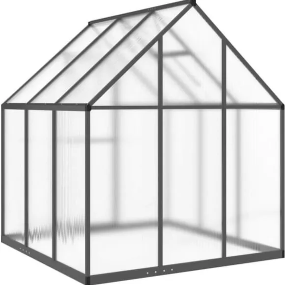 Drivhus med fundamentramme - Aluminium antracitgrå | 169x169x195 cm