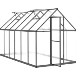 Drivhus med fundamentramme - Vejrbestandigt aluminium | Størrelse: 334x169x195 cm | Farve: Antracitgrå