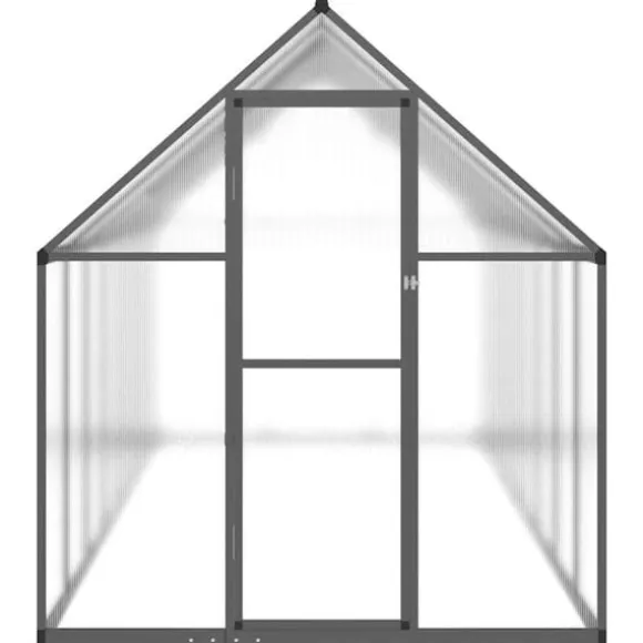 Drivhus med fundamentramme 445x169x195 cm - Aluminium | Farve: Antracitgrå